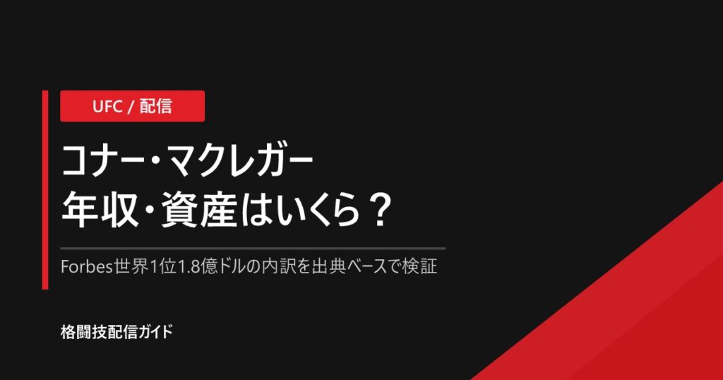 コナー・マクレガーの年収・資産｜試合の視聴方法も【2026】